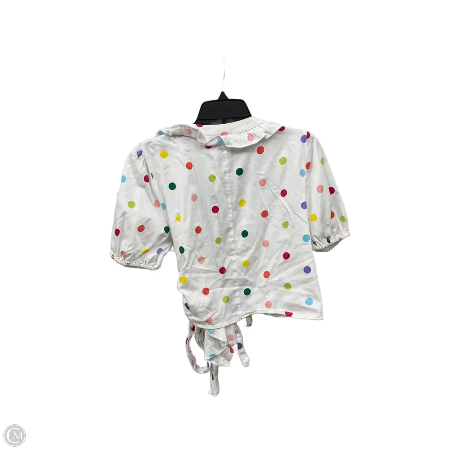 Top Short Sleeve By New York And Co In Polkadot Pattern, Size: M