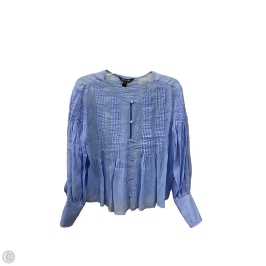 Blouse Long Sleeve By Banana Republic In Blue, Size: M