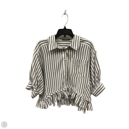 Blouse Short Sleeve By Cmc In Striped Pattern, Size: M