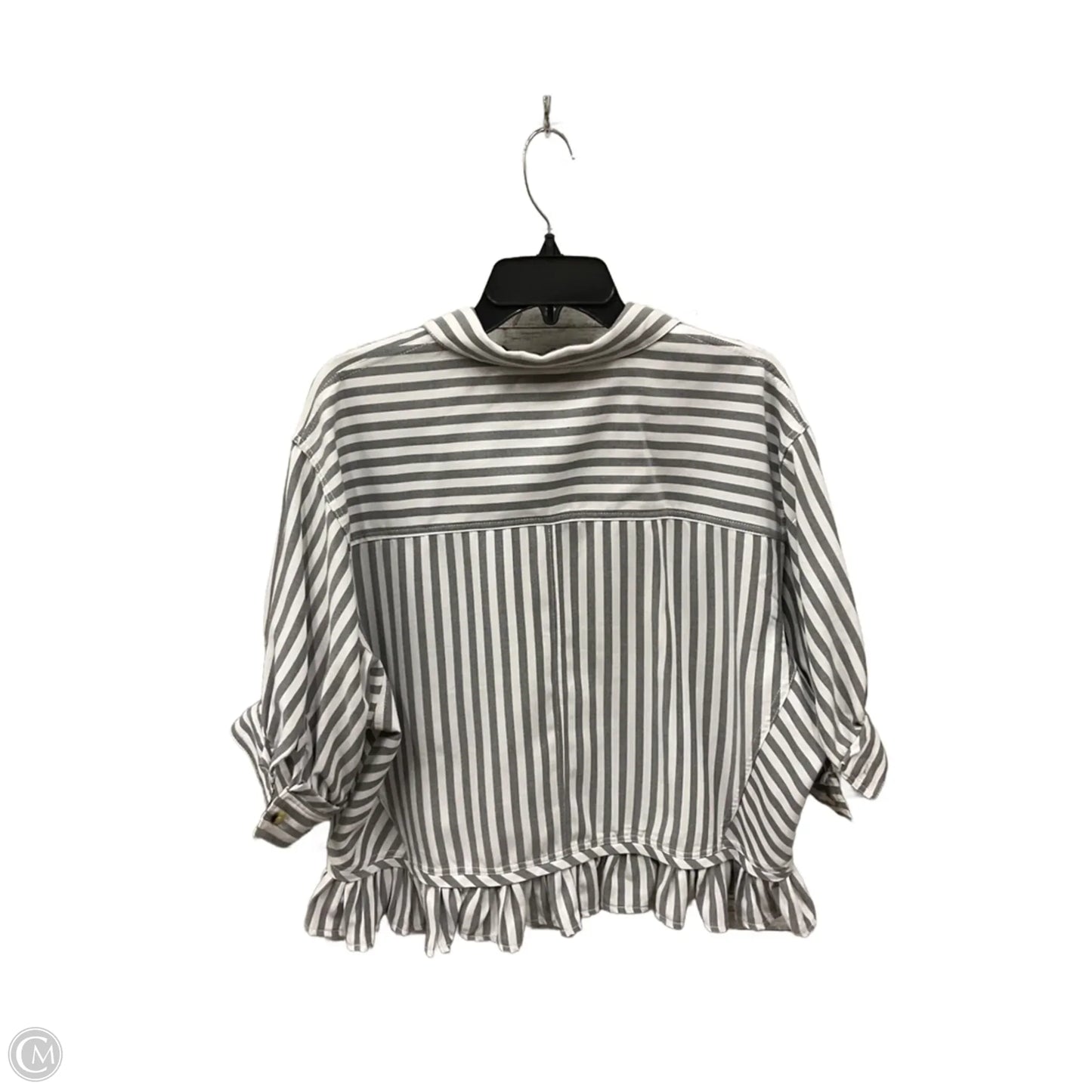 Blouse Short Sleeve By Cmc In Striped Pattern, Size: M