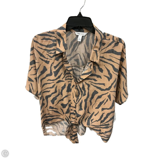 Blouse Short Sleeve By Nine West In Animal Print, Size: L