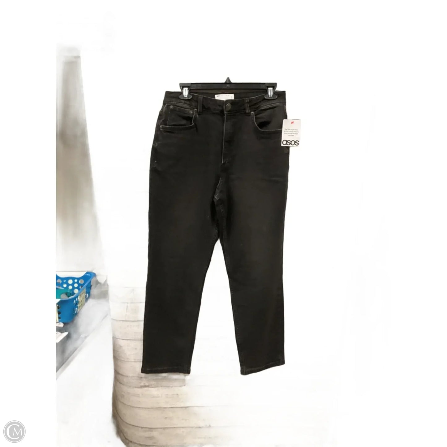 Jeans Straight By Asos In Black Denim, Size: 8