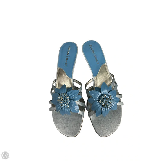 Sandals Heels Kitten By Ellen Tracy In Blue, Size: 8.5