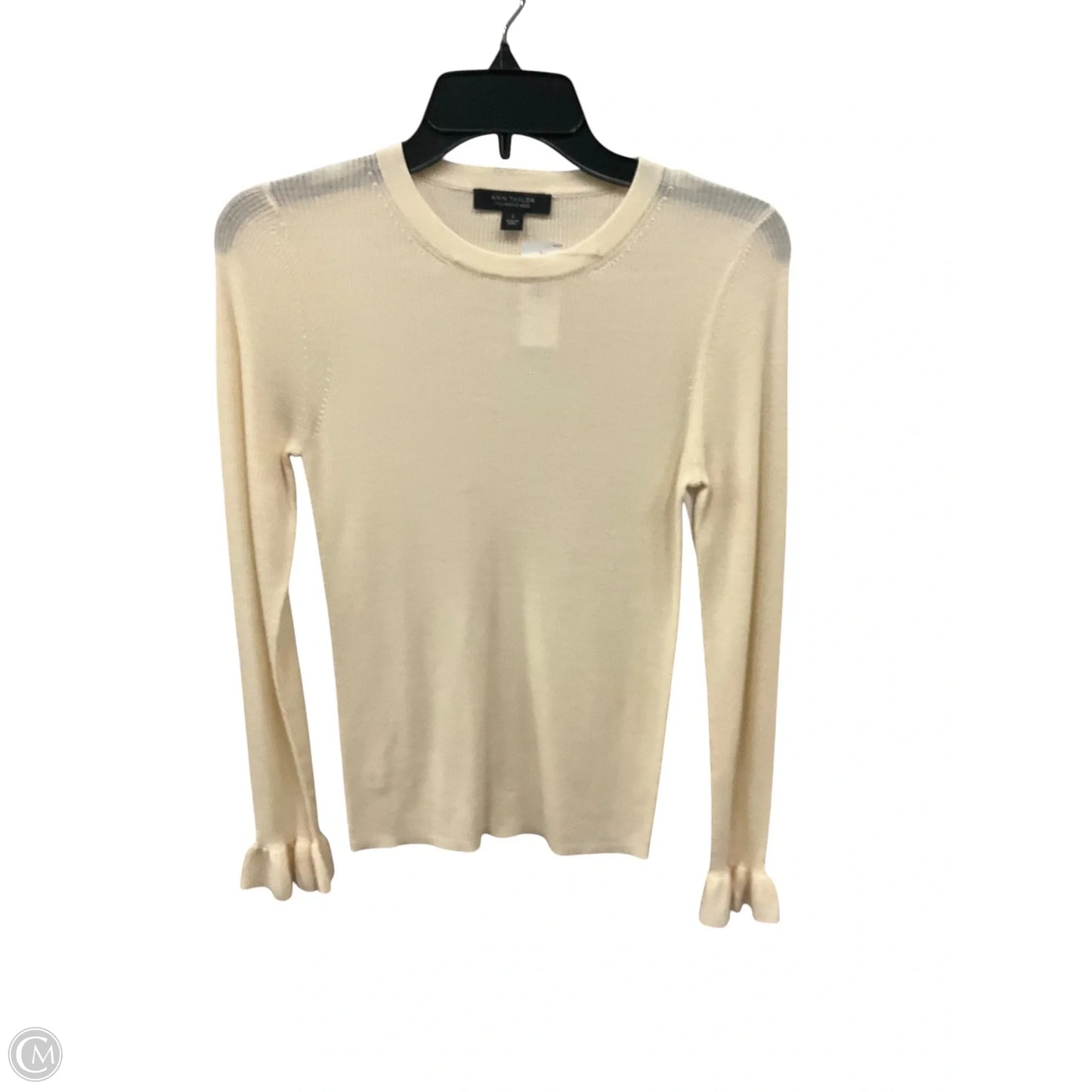 Top Long Sleeve Basic By Ann Taylor In Cream, Size: S