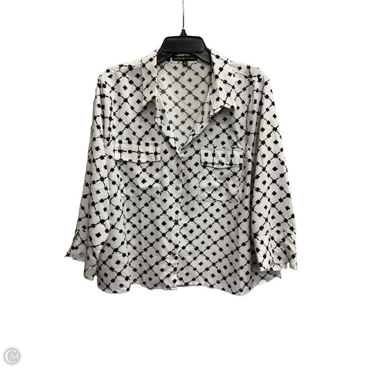 Blouse Long Sleeve By Adrienne Vittadini In White, Size: Xl
