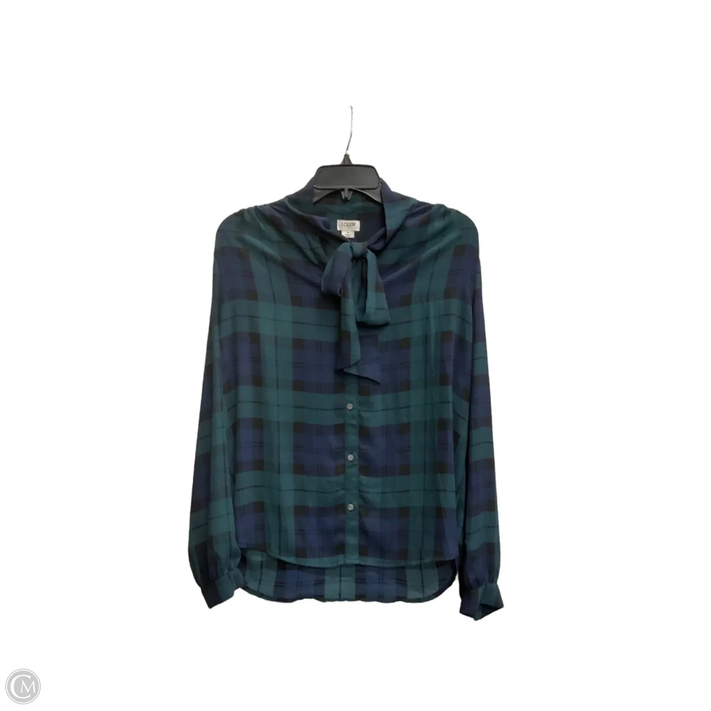 Blouse Long Sleeve By J. Crew In Plaid Pattern, Size: M