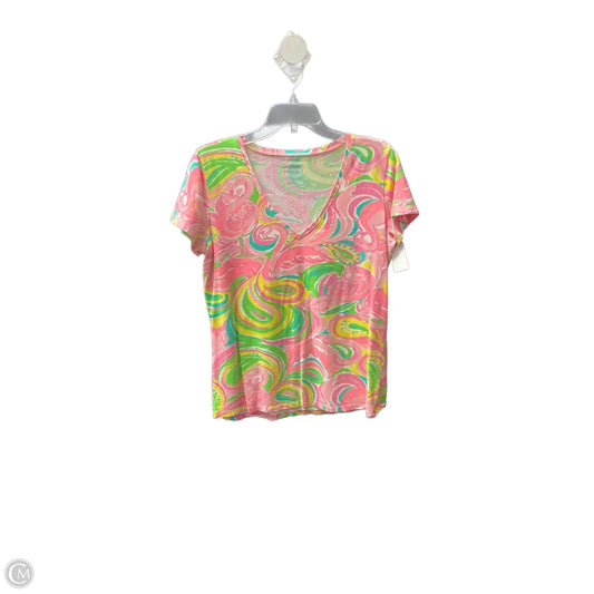 Top Short Sleeve Designer By Lilly Pulitzer In Pink, Size: L