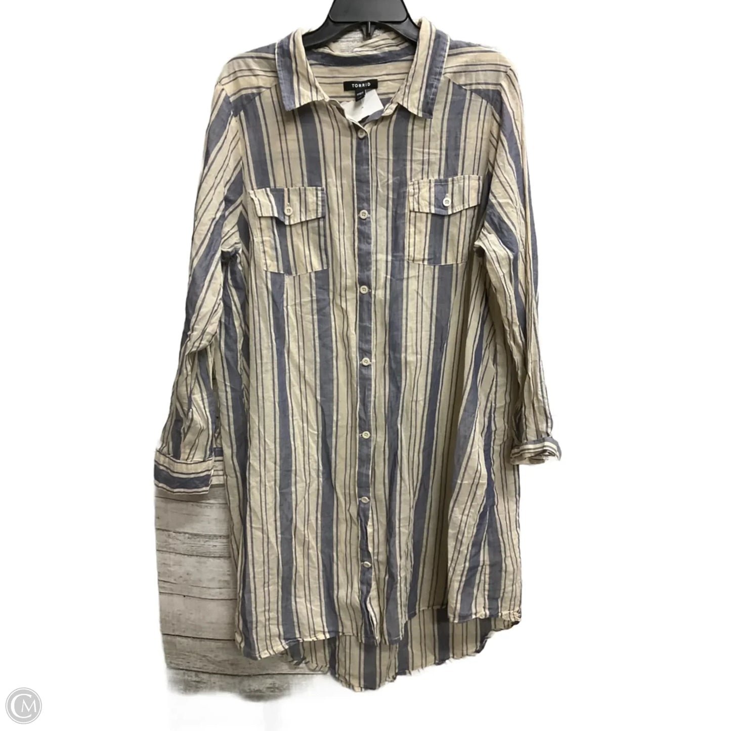 Blouse Long Sleeve By Torrid In Striped Pattern, Size: 2x