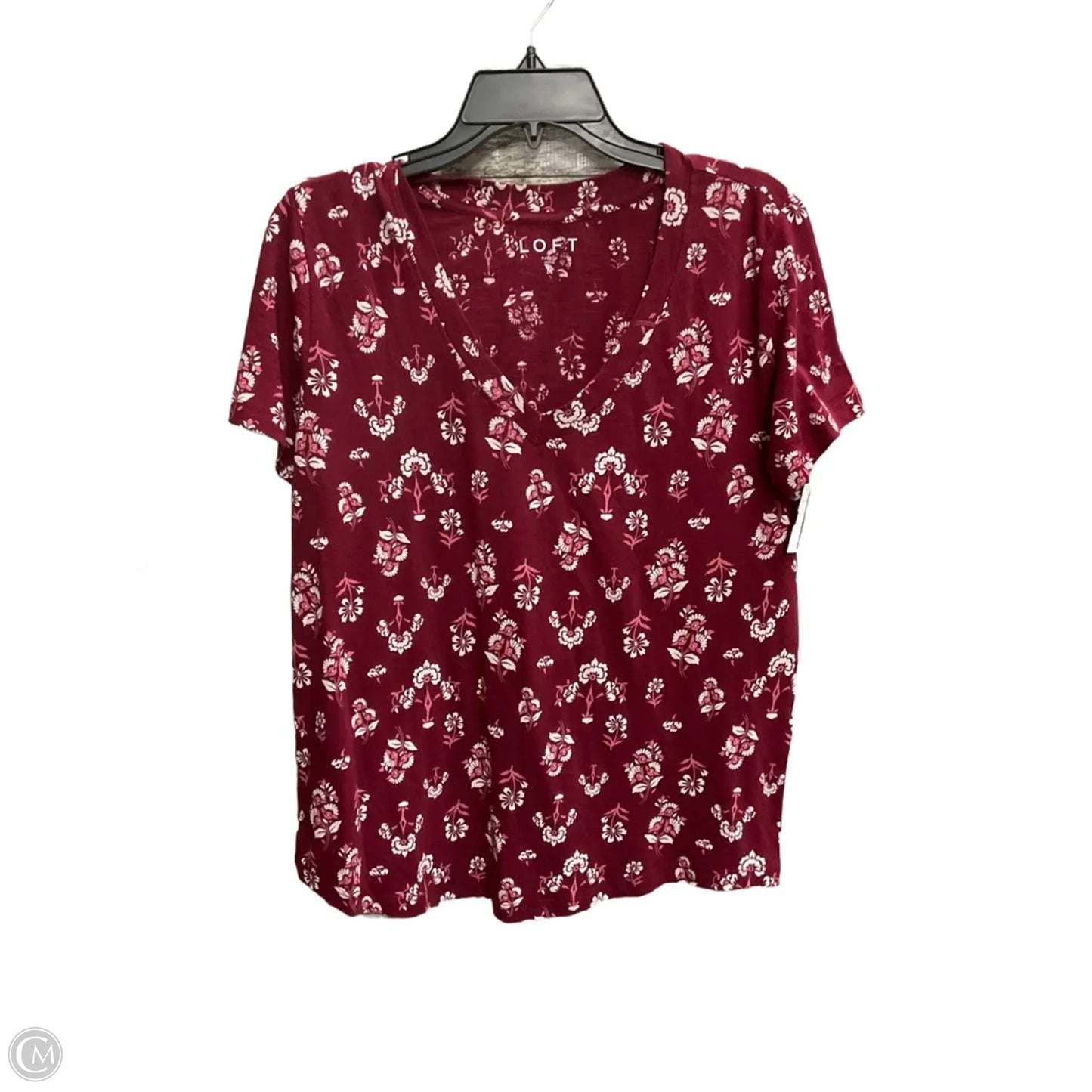 Top Short Sleeve By Loft In Red, Size: M