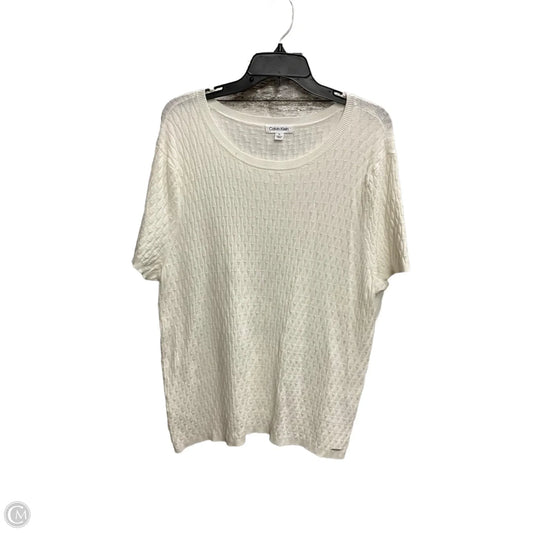 Sweater Short Sleeve By Calvin Klein In Cream, Size: Xl