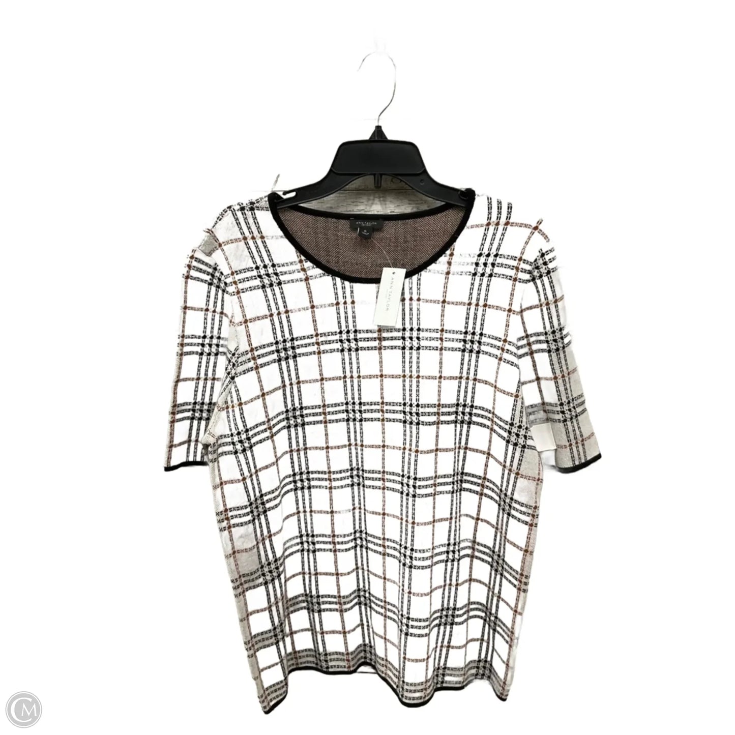 Top Short Sleeve By Ann Taylor In White, Size: Xl