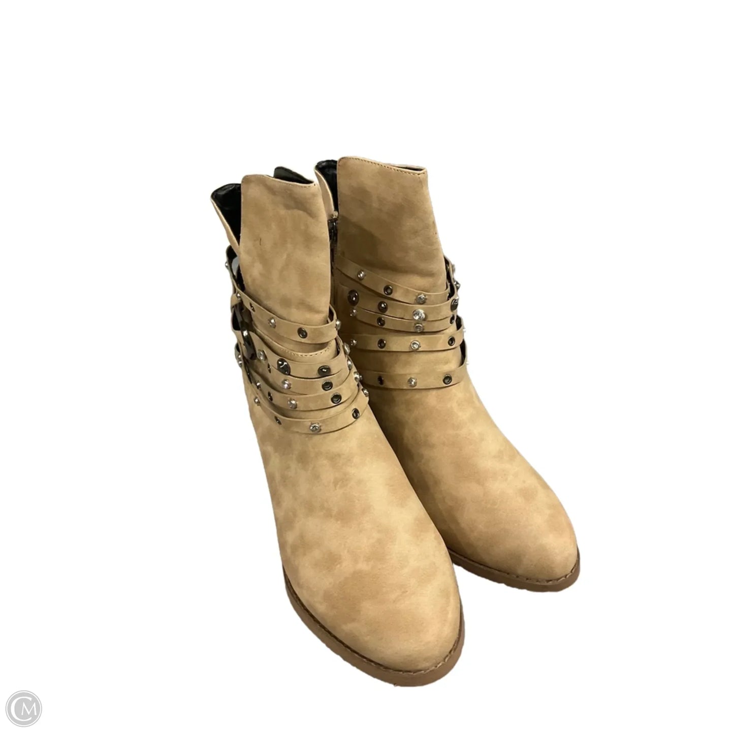 Boots Ankle Heels By Clothes Mentor In Cream, Size: 9.5