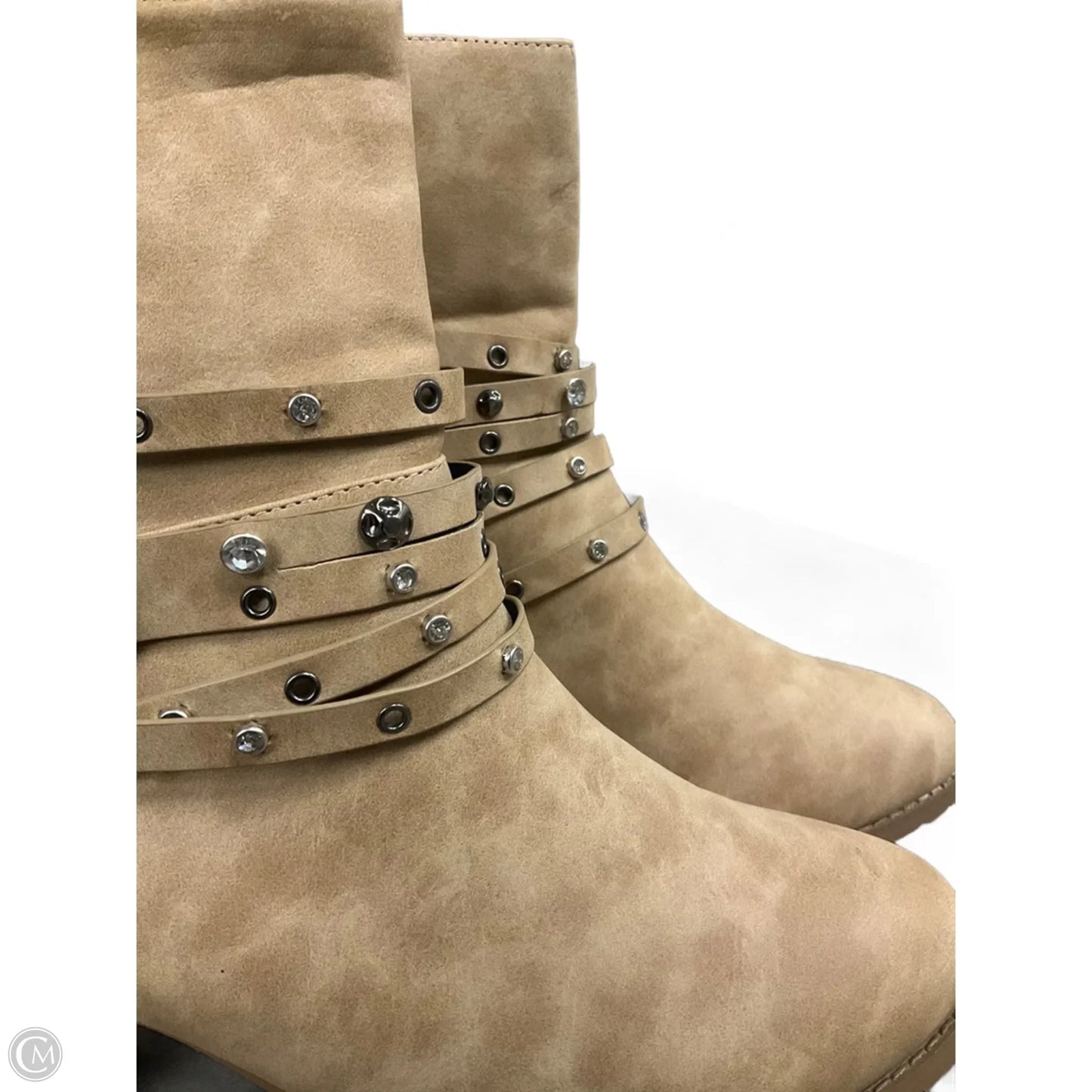 Boots Ankle Heels By Clothes Mentor In Cream, Size: 9.5