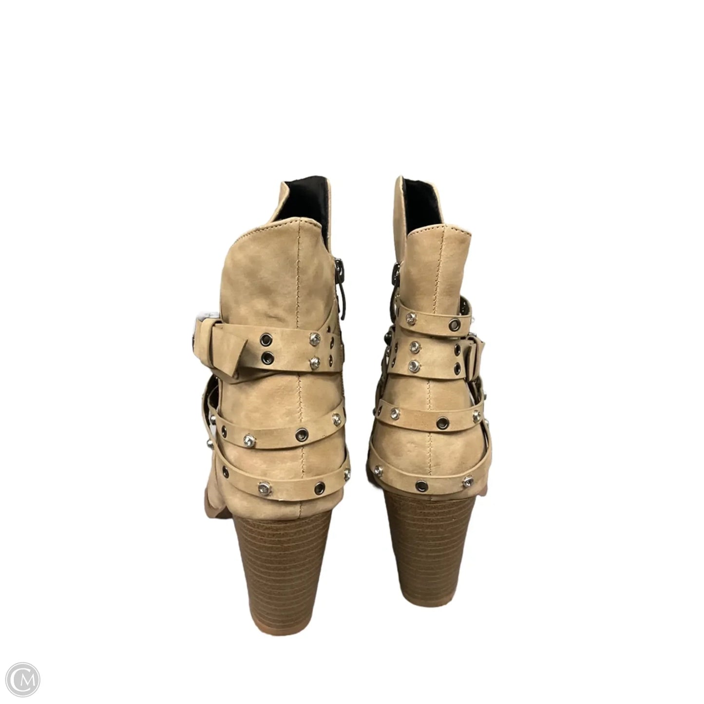 Boots Ankle Heels By Clothes Mentor In Cream, Size: 9.5