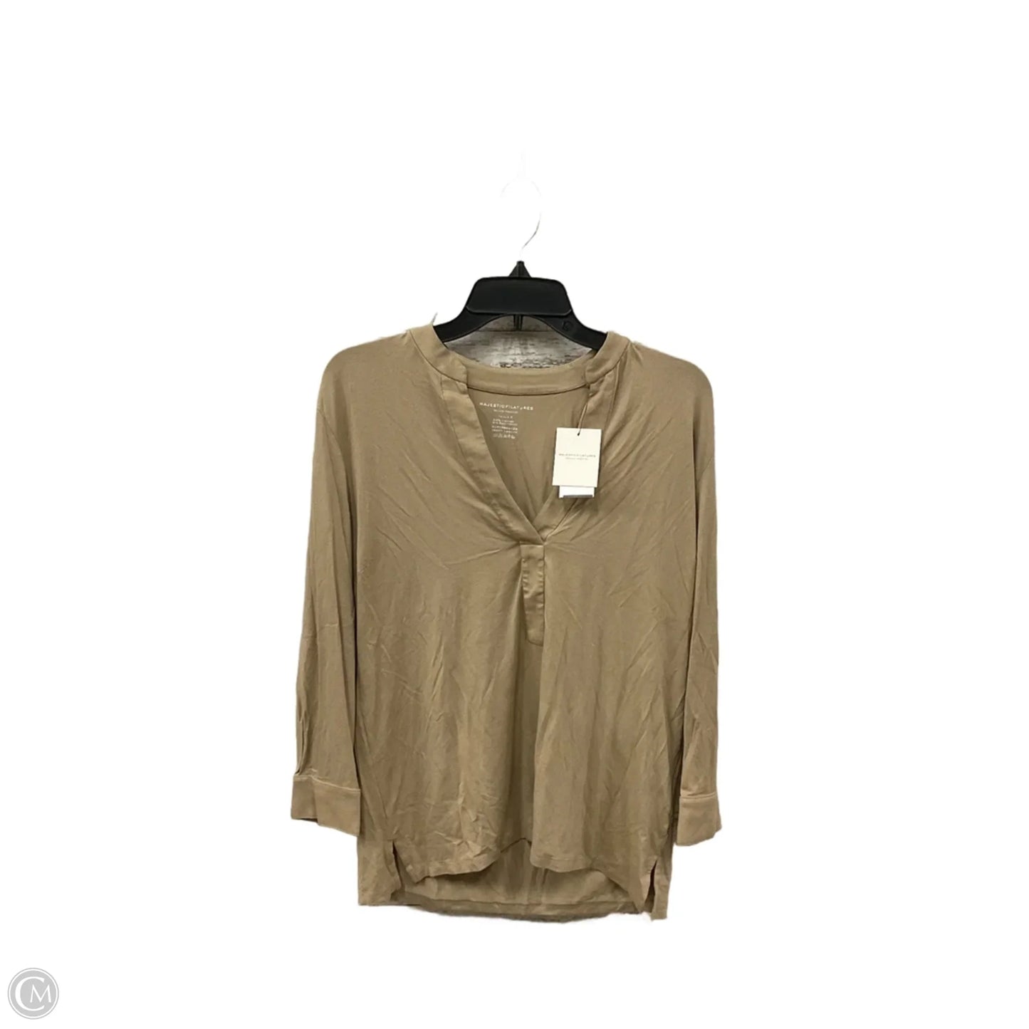 Top Long Sleeve By Majestic Filatures In Brown, Size: L