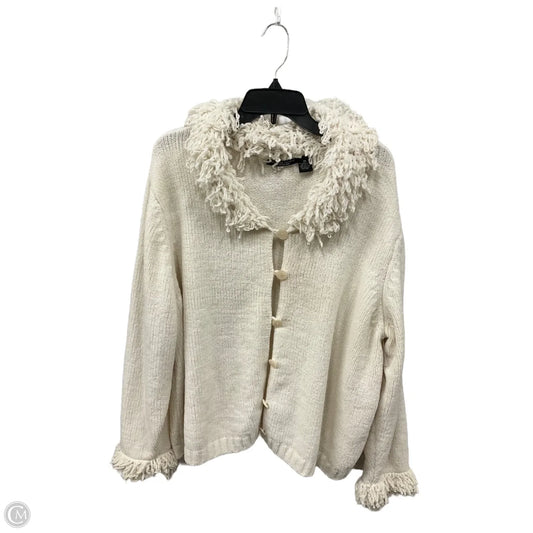 Cardigan By Reference Point In Cream, Size: 2x