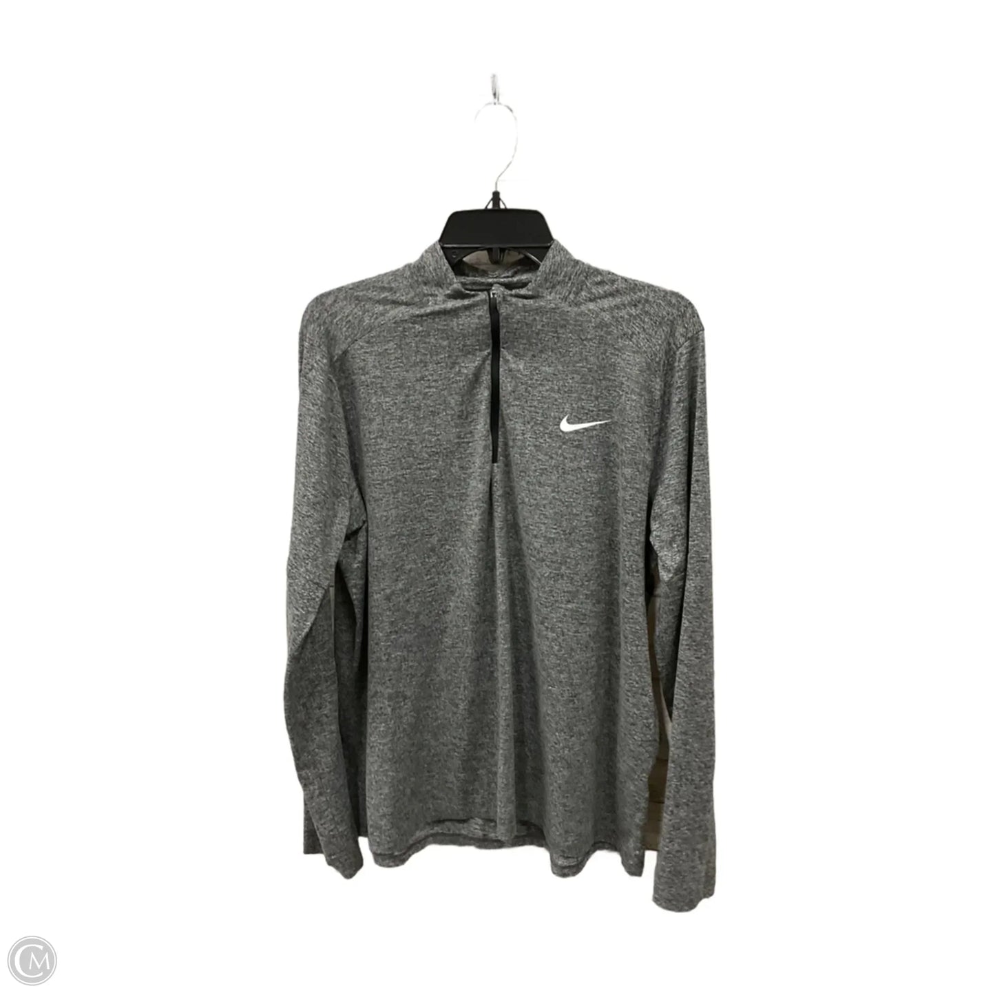 Athletic Top Long Sleeve Collar By Nike In Grey, Size: Xl