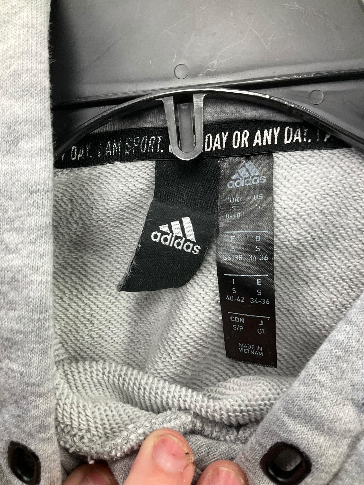 Sweatshirt Hoodie By Adidas In Grey, Size: S