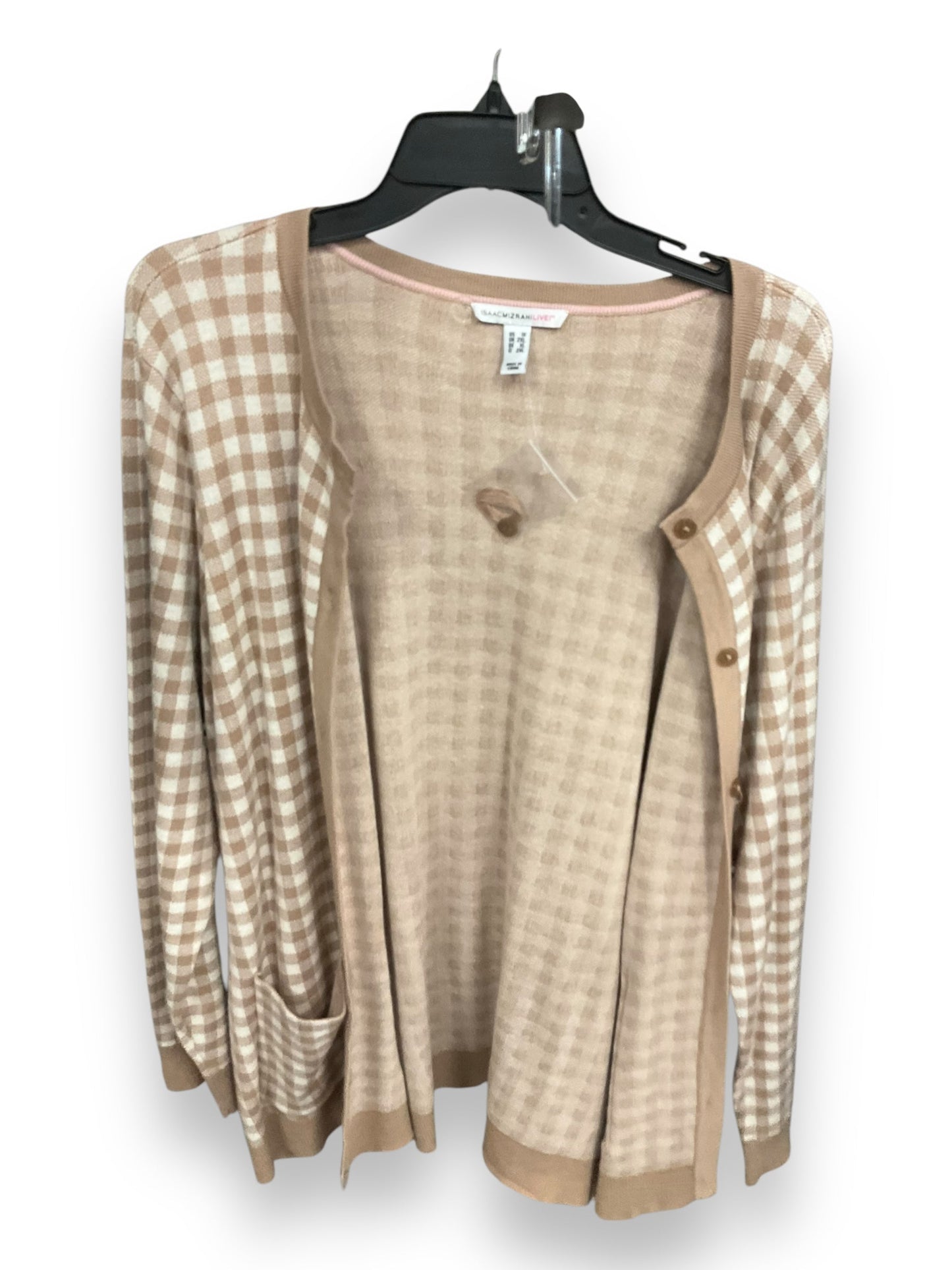 Cardigan By Isaac Mizrahi In Checkered Pattern, Size: 1x