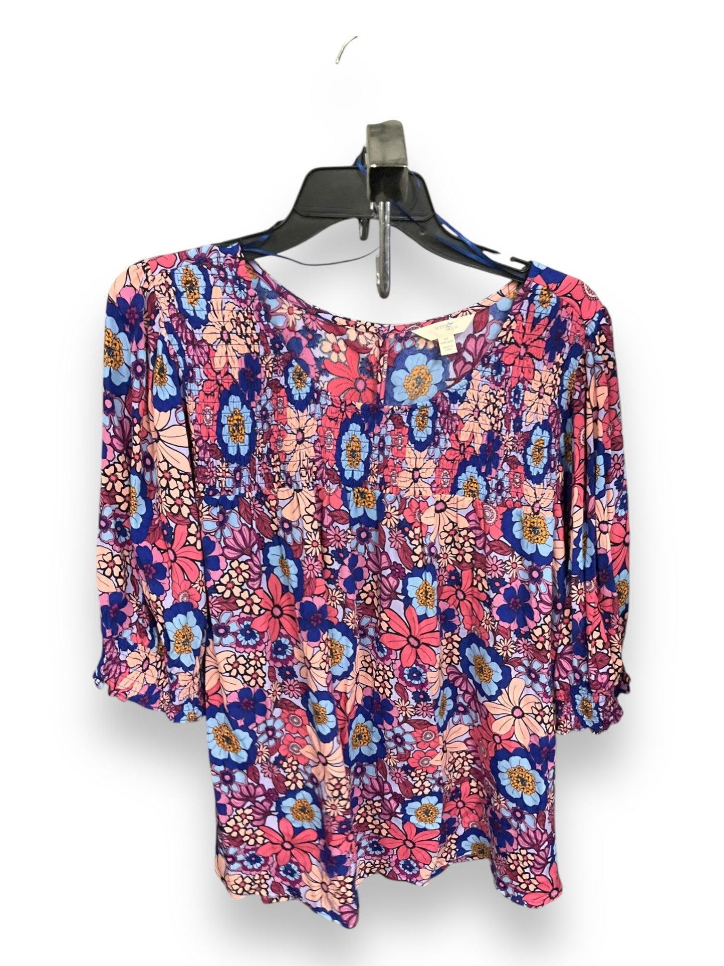 Blouse Long Sleeve By Terra & Sky In Floral Print, Size: 2x