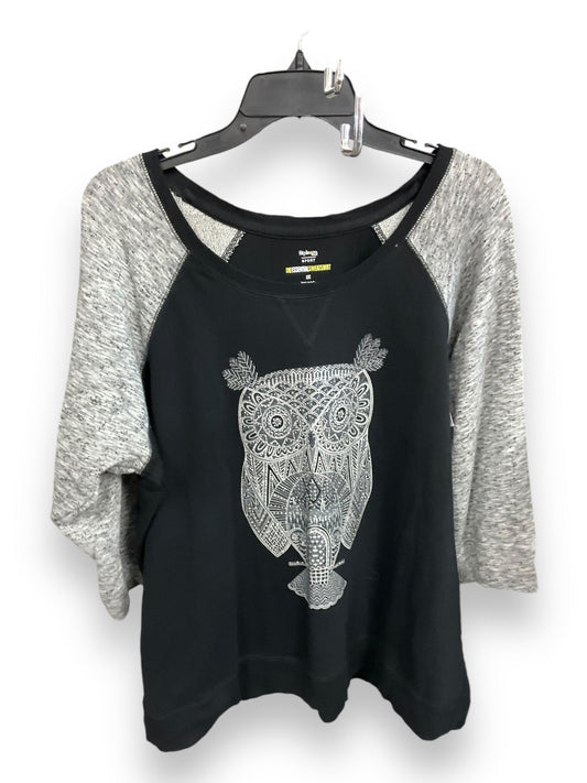 Top 3/4 Sleeve By Style And Company In Black Grey, Size: 2x