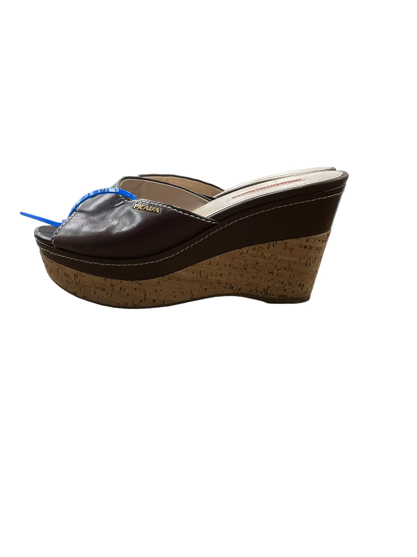 Brown Sandals Luxury Designer Prada, Size 6.5
