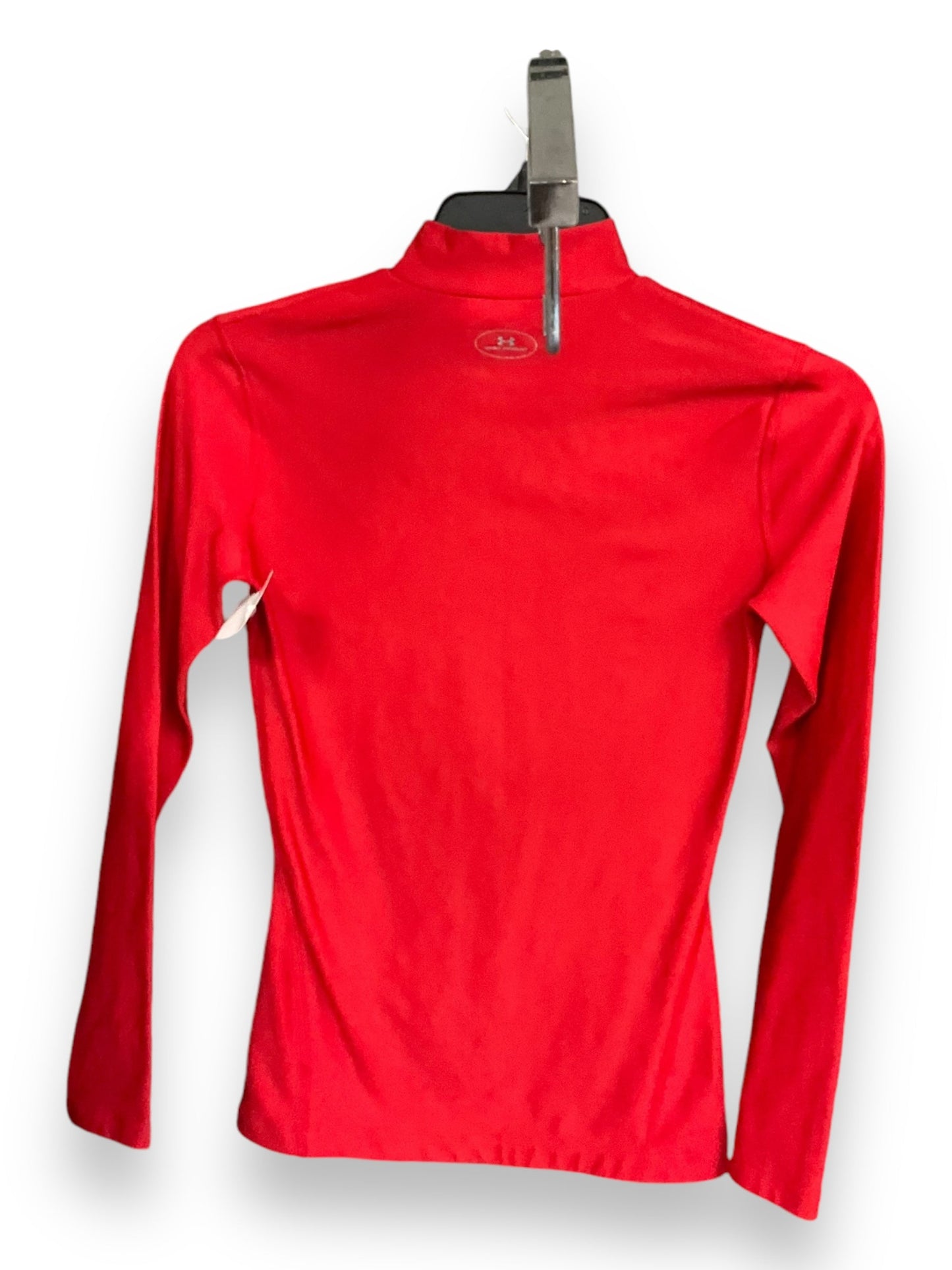 Athletic Top Long Sleeve Collar By Under Armour In Red, Size: S