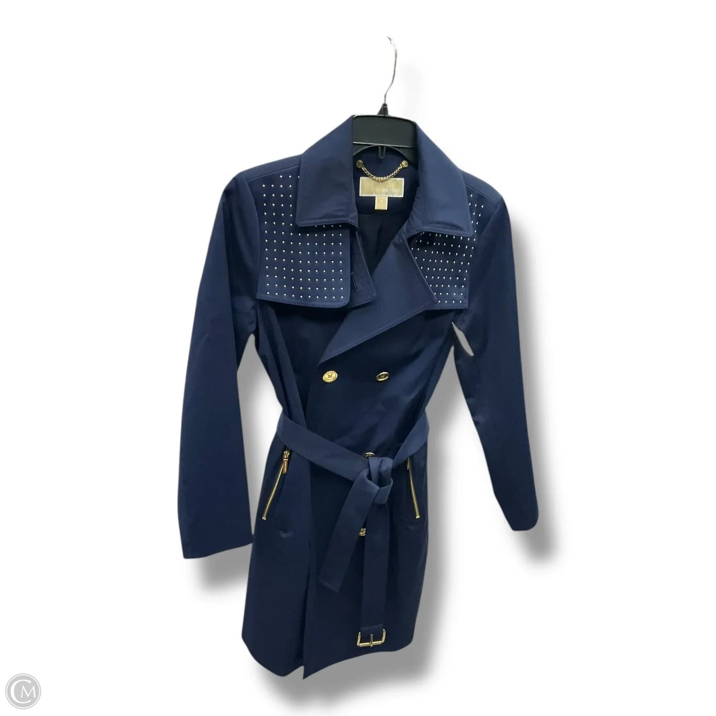 Coat Trench Coat By Michael By Michael Kors In Blue, Size: M