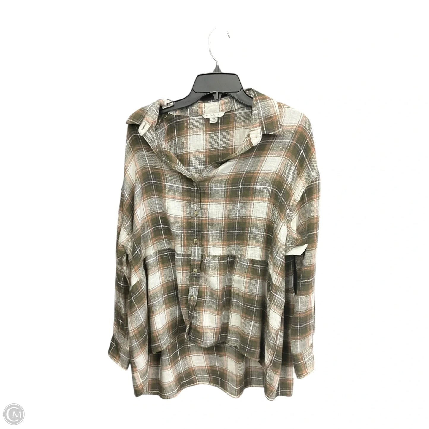 Top Long Sleeve By American Eagle In Plaid Pattern, Size: S
