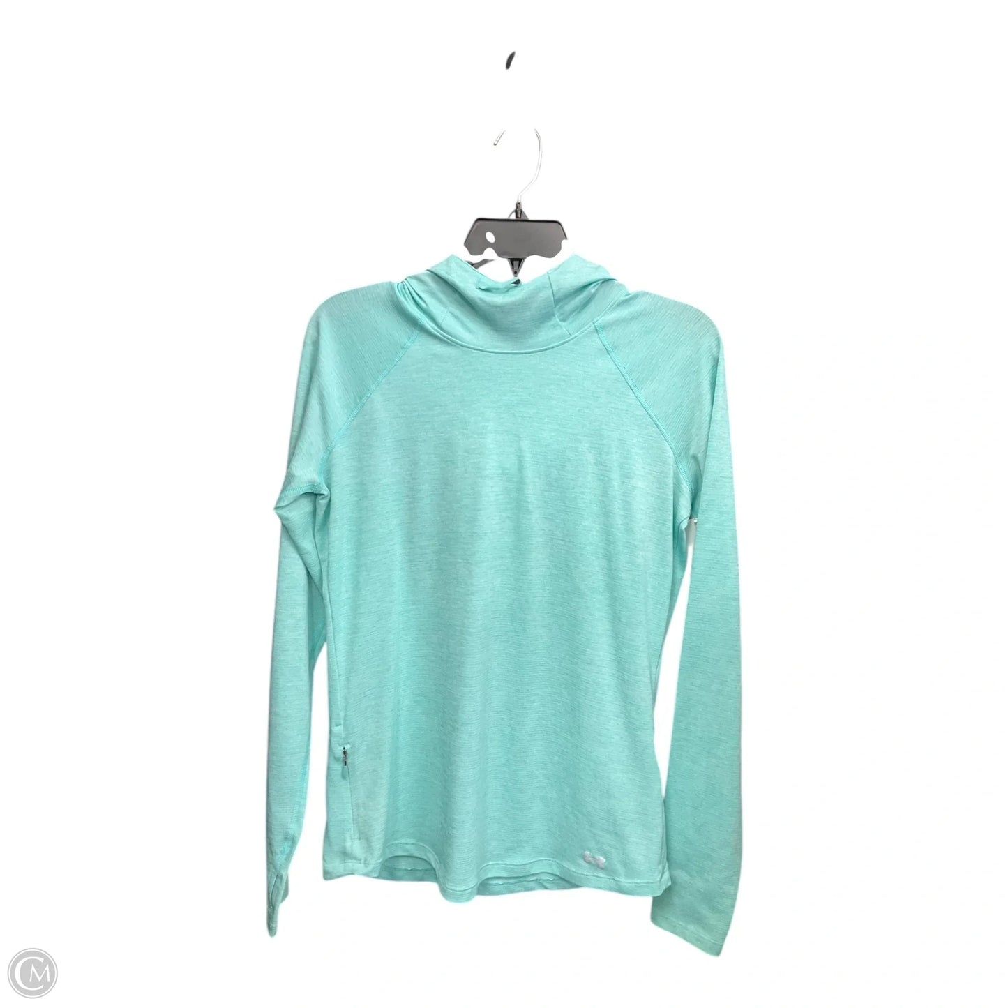 Athletic Top Long Sleeve Collar By Under Armour In Blue, Size: S