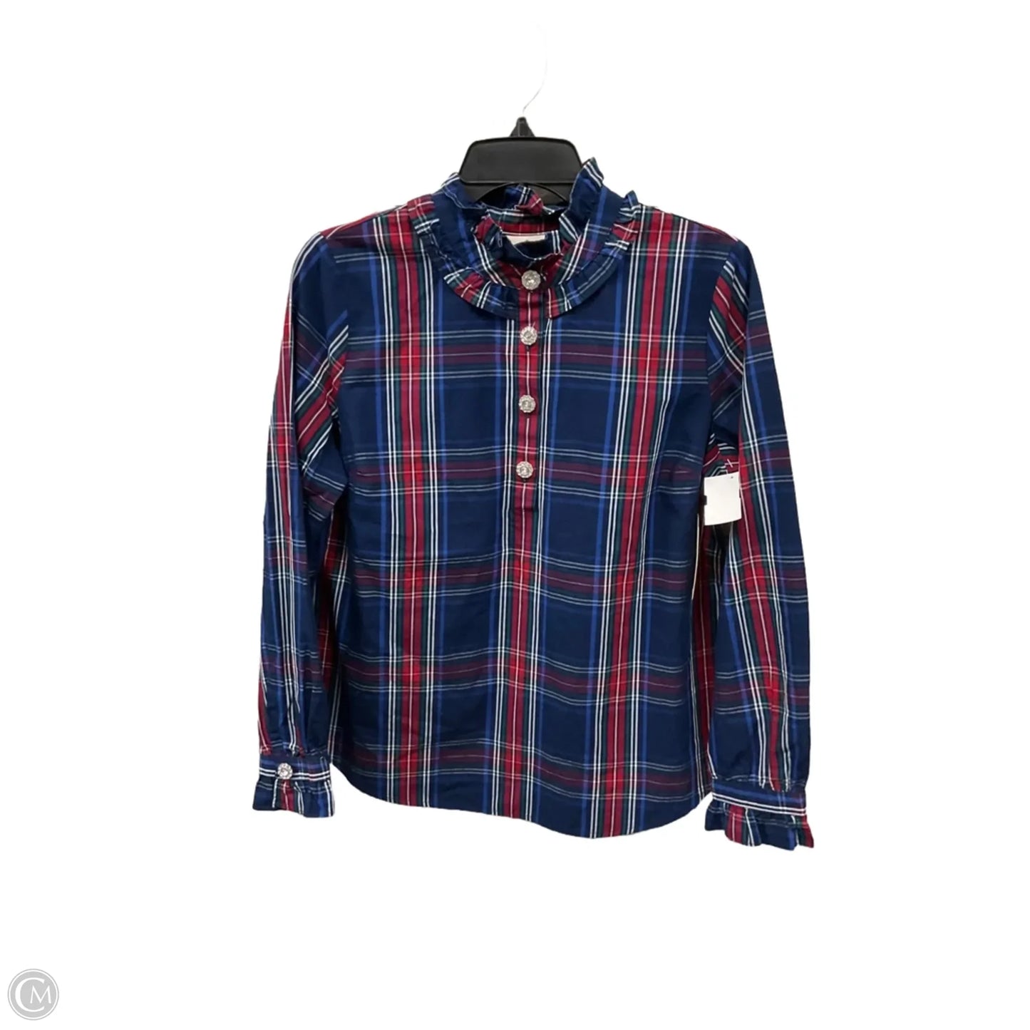 Blouse Long Sleeve By St Johns Bay In Plaid Pattern, Size: M