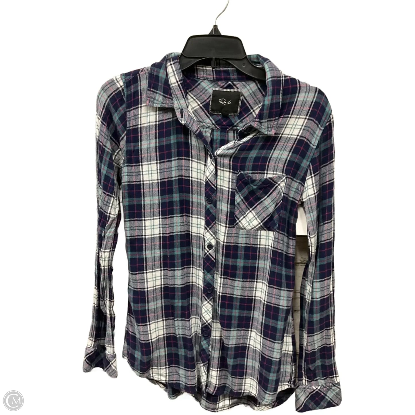 Blouse Long Sleeve By Rails In Plaid Pattern, Size: Xs