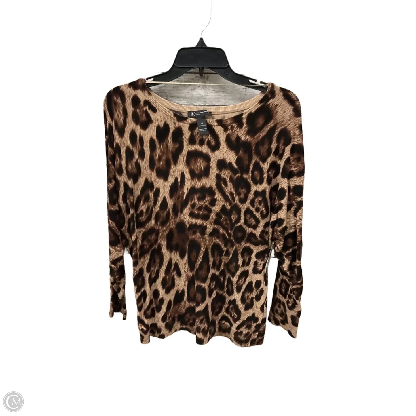 Top Long Sleeve By International Concepts In Animal Print, Size: 1x