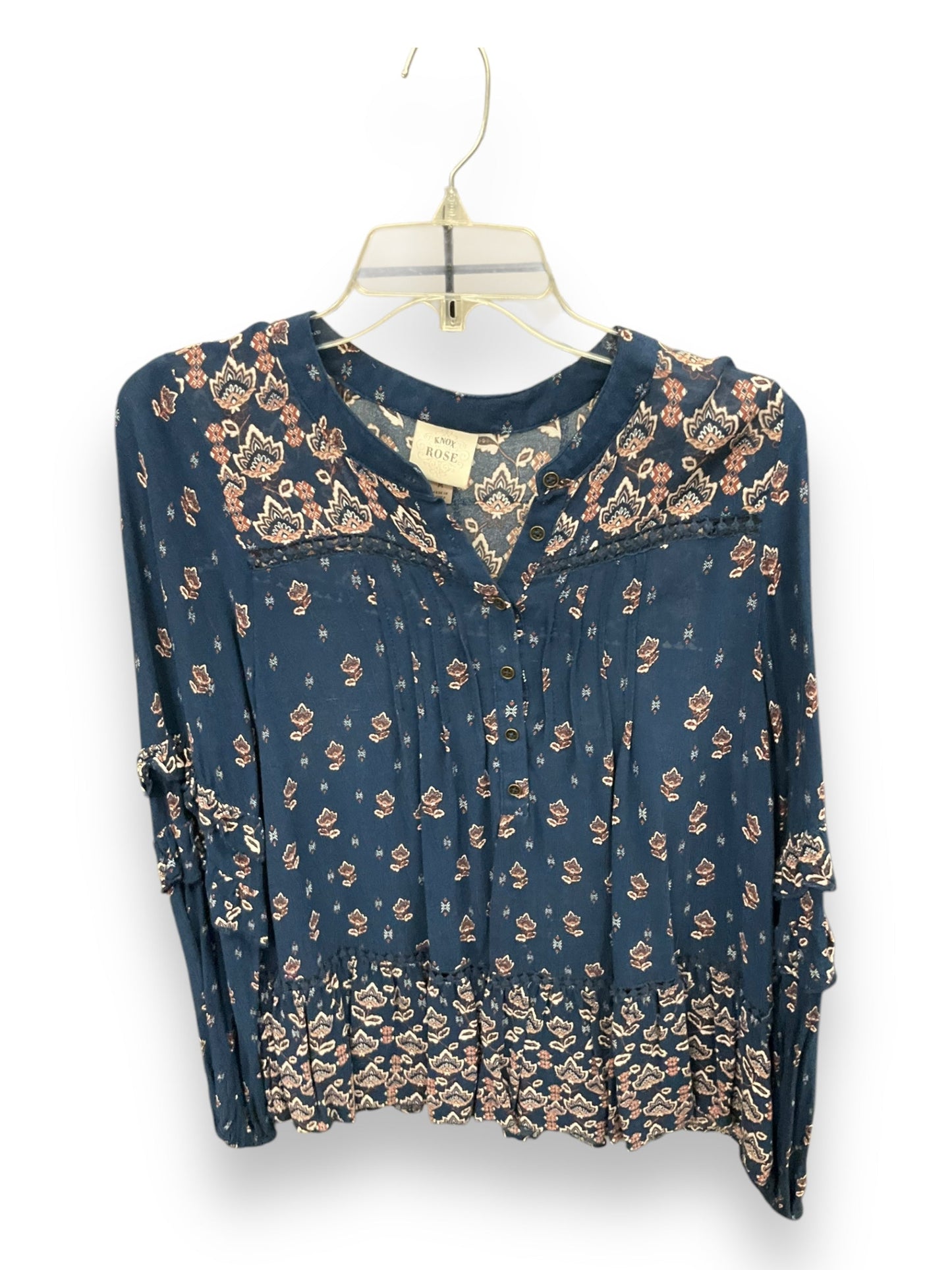 Top Long Sleeve By Knox Rose In Blue, Size: M