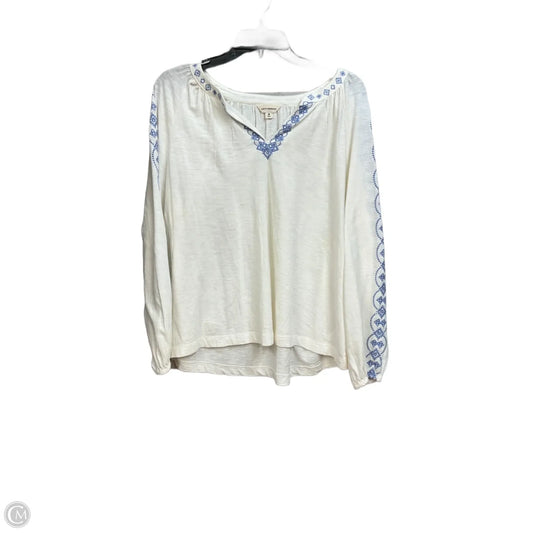 Top Long Sleeve By Lucky Brand In Blue & Cream, Size: M
