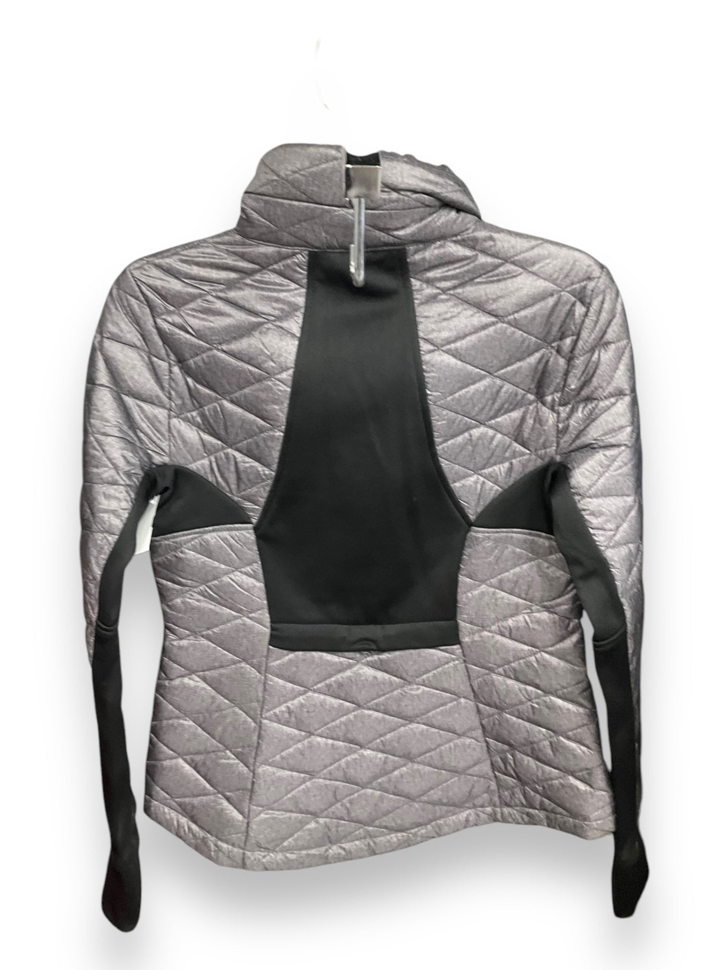 Jacket Puffer & Quilted By Guess In Black & Grey, Size: M