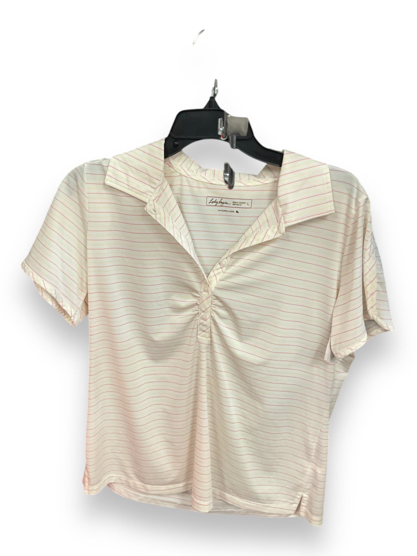 Athletic Top Short Sleeve By Lady Hagen In Striped, Size: L