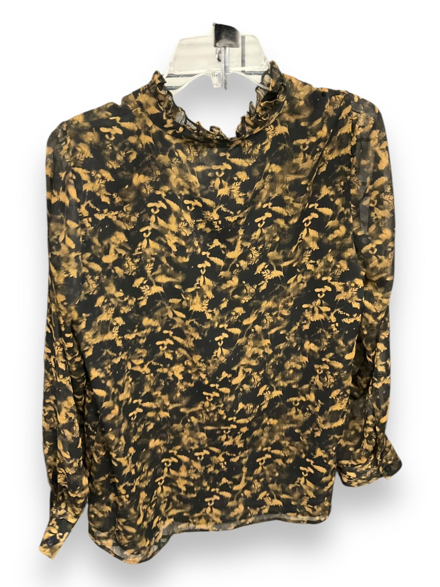 Blouse Long Sleeve By Calvin Klein In Animal Print, Size: M