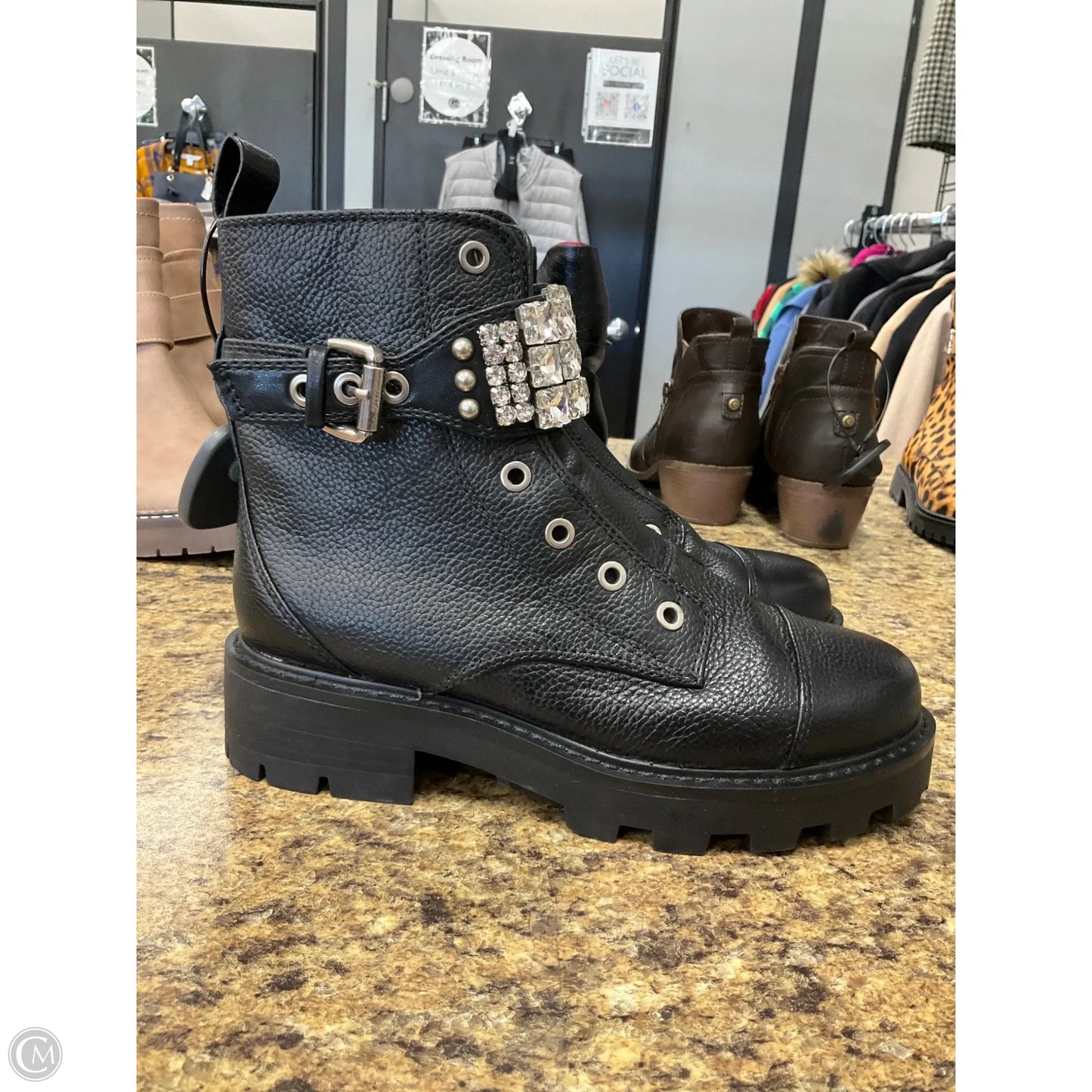 Boots Designer By Karl Lagerfeld In Black, Size: 6.5