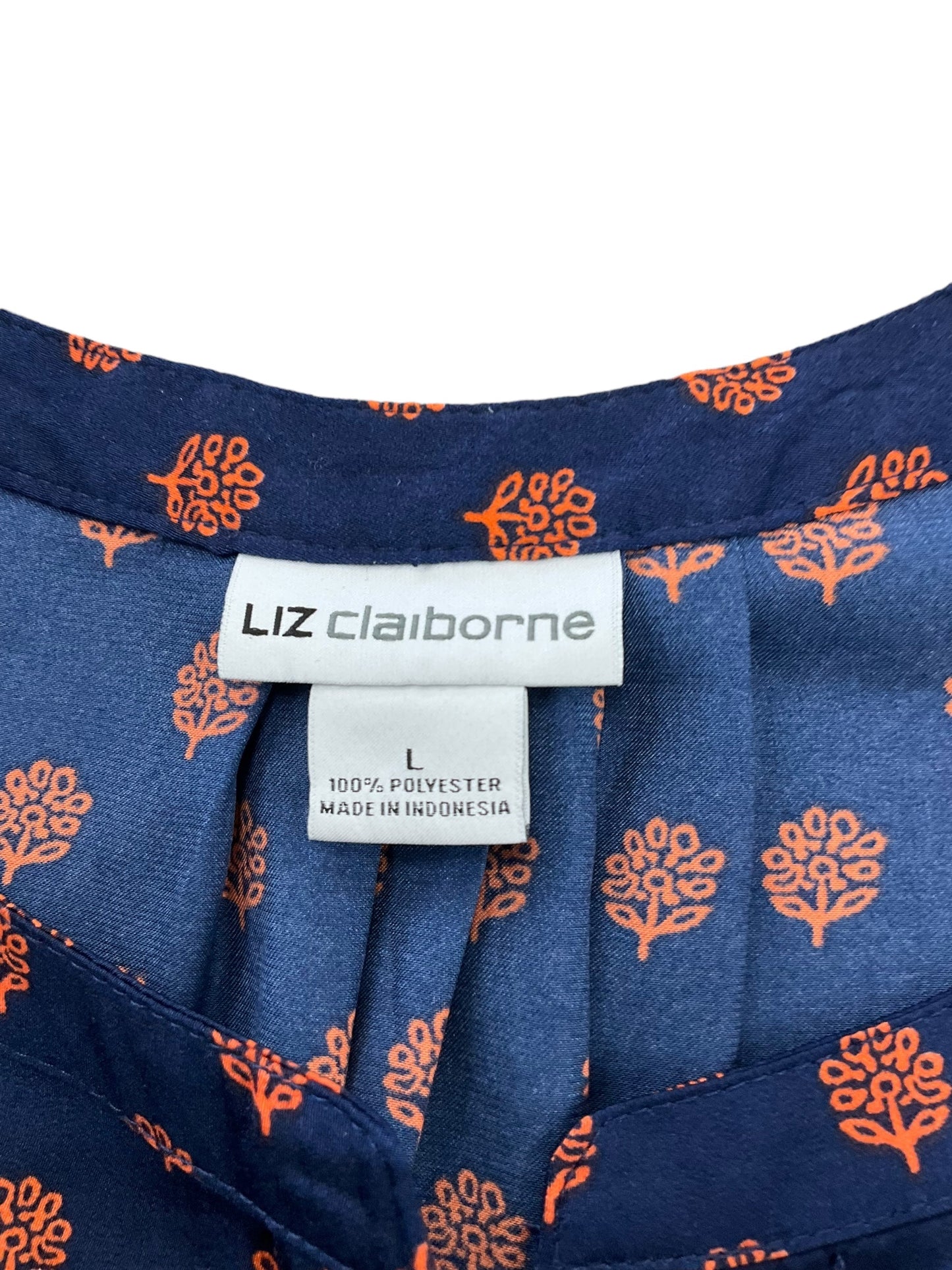 Navy Top Short Sleeve Liz Claiborne, Size L