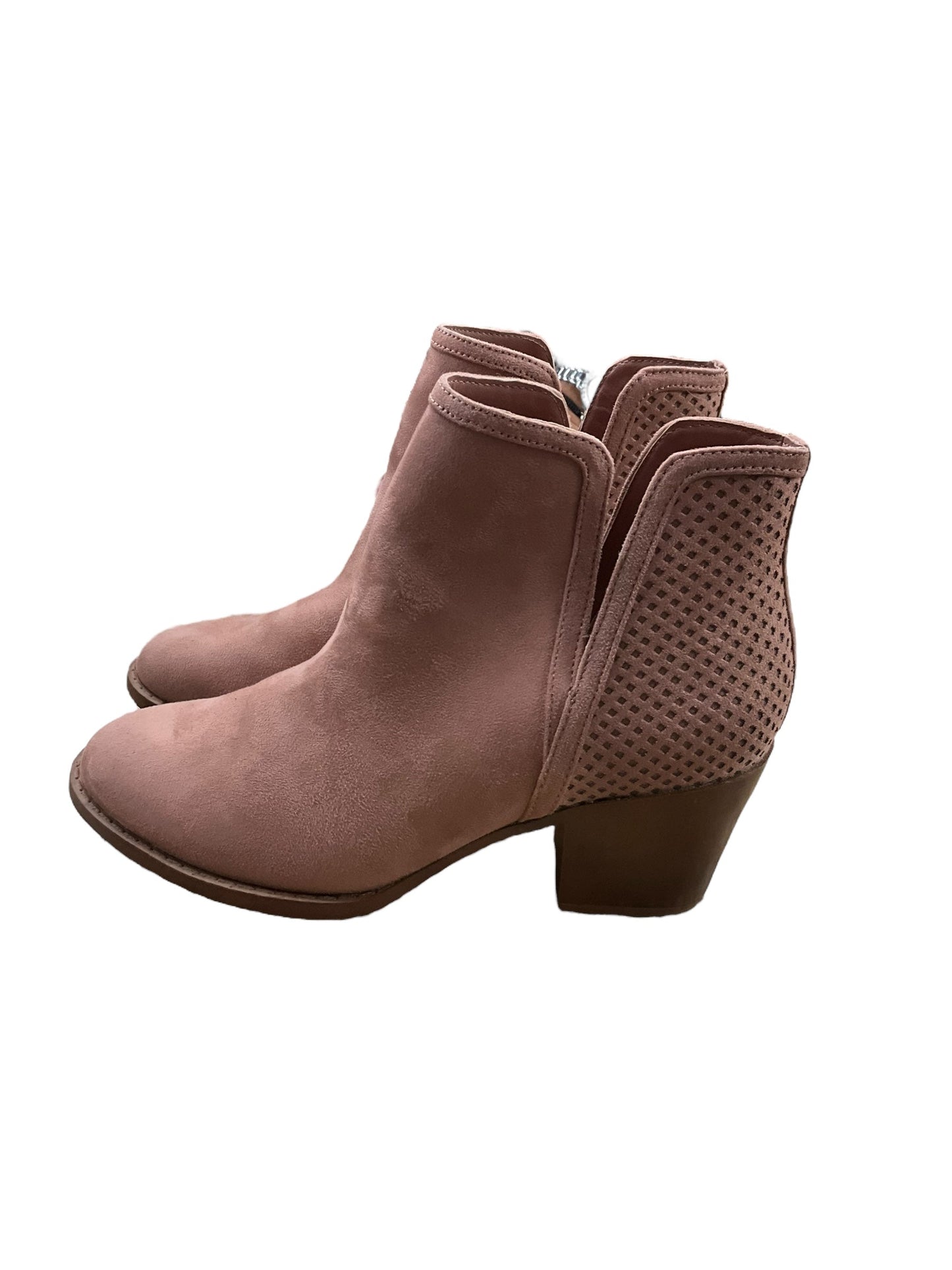 Mauve Boots Ankle Heels Loft, Size 7