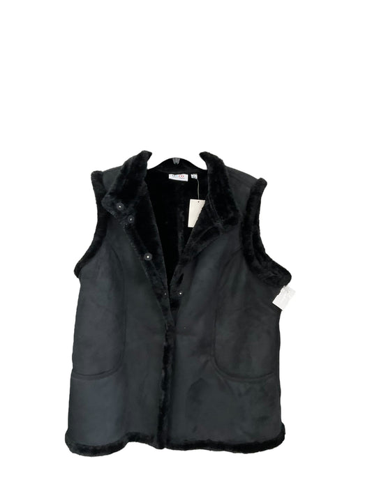 Black Vest Faux Fur & Sherpa Denim And Co Qvc, Size L