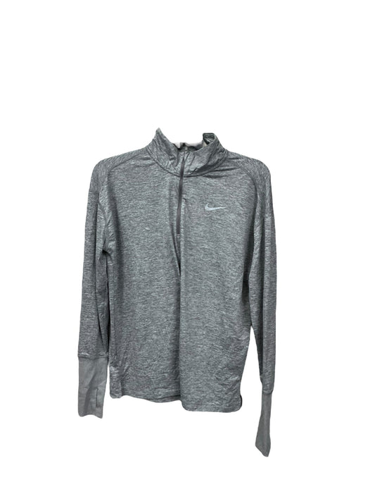 Athletic Top Long Sleeve Collar By Nike Apparel In Grey, Size: M