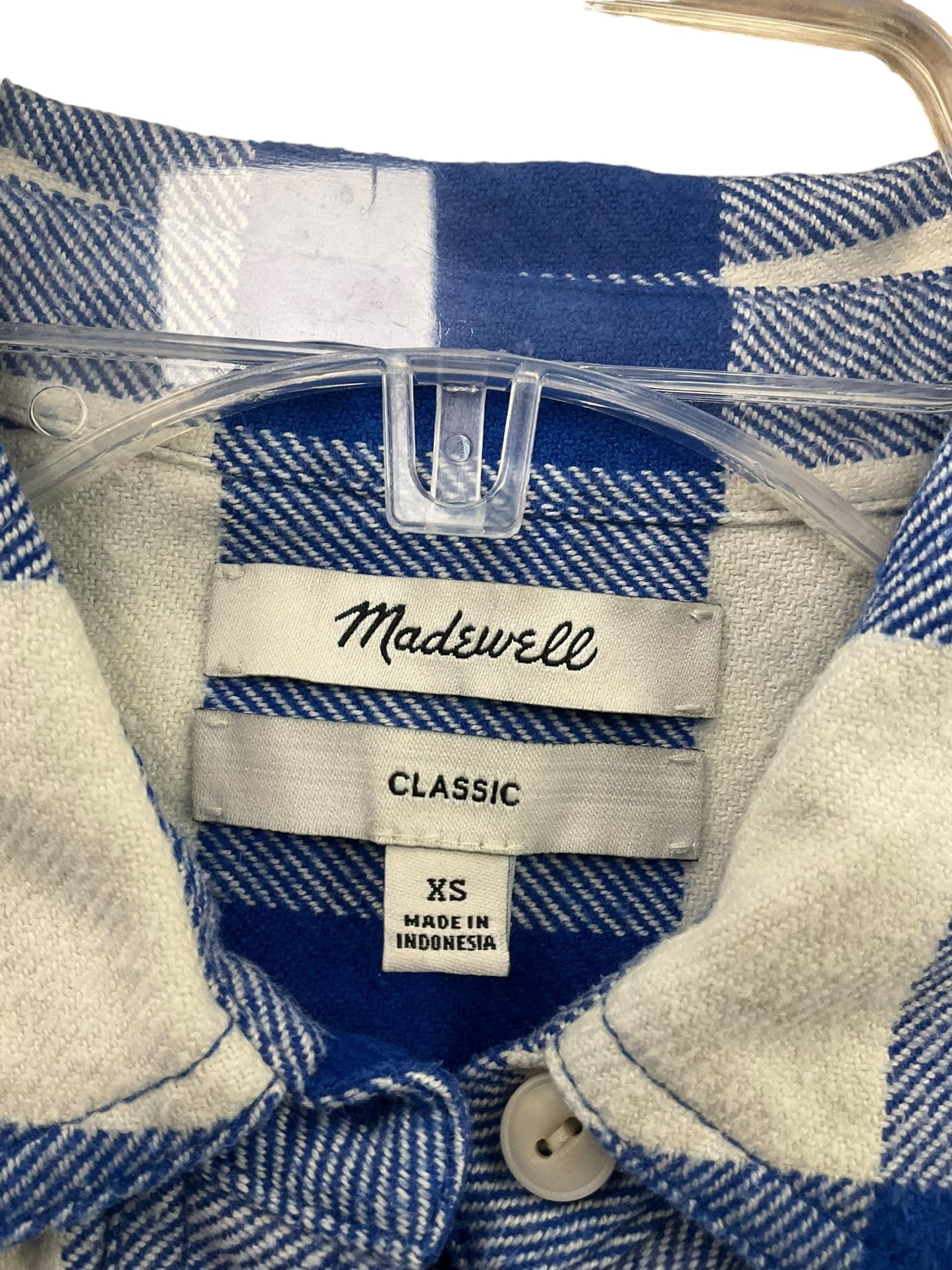 Blouse Long Sleeve By Madewell In Blue & White, Size: Xs