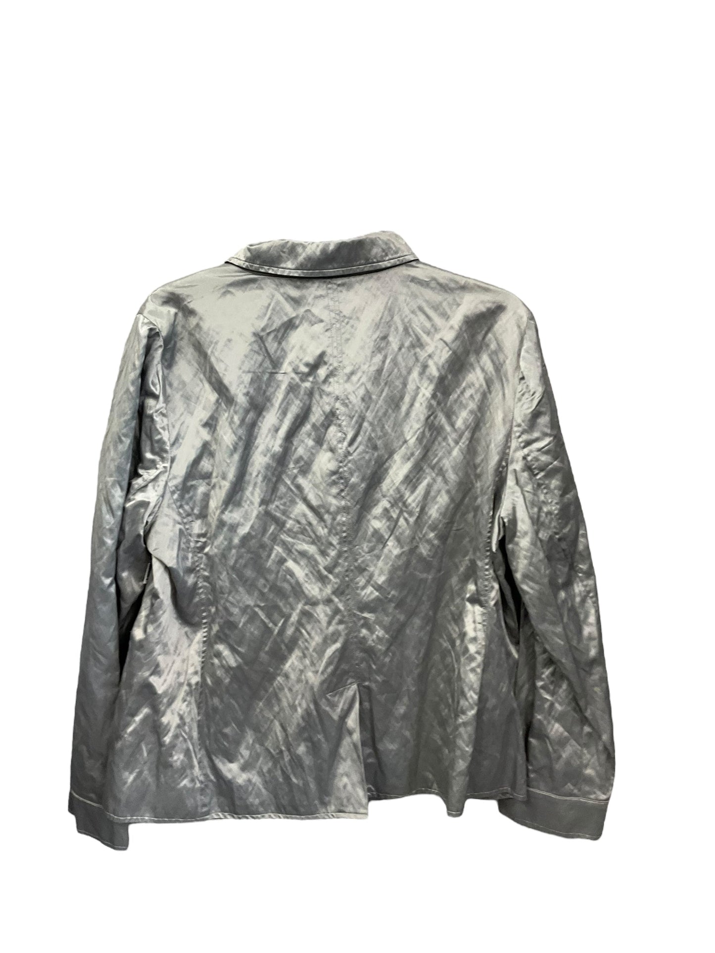 Jacket Shirt By Chicos In Grey, Size: L