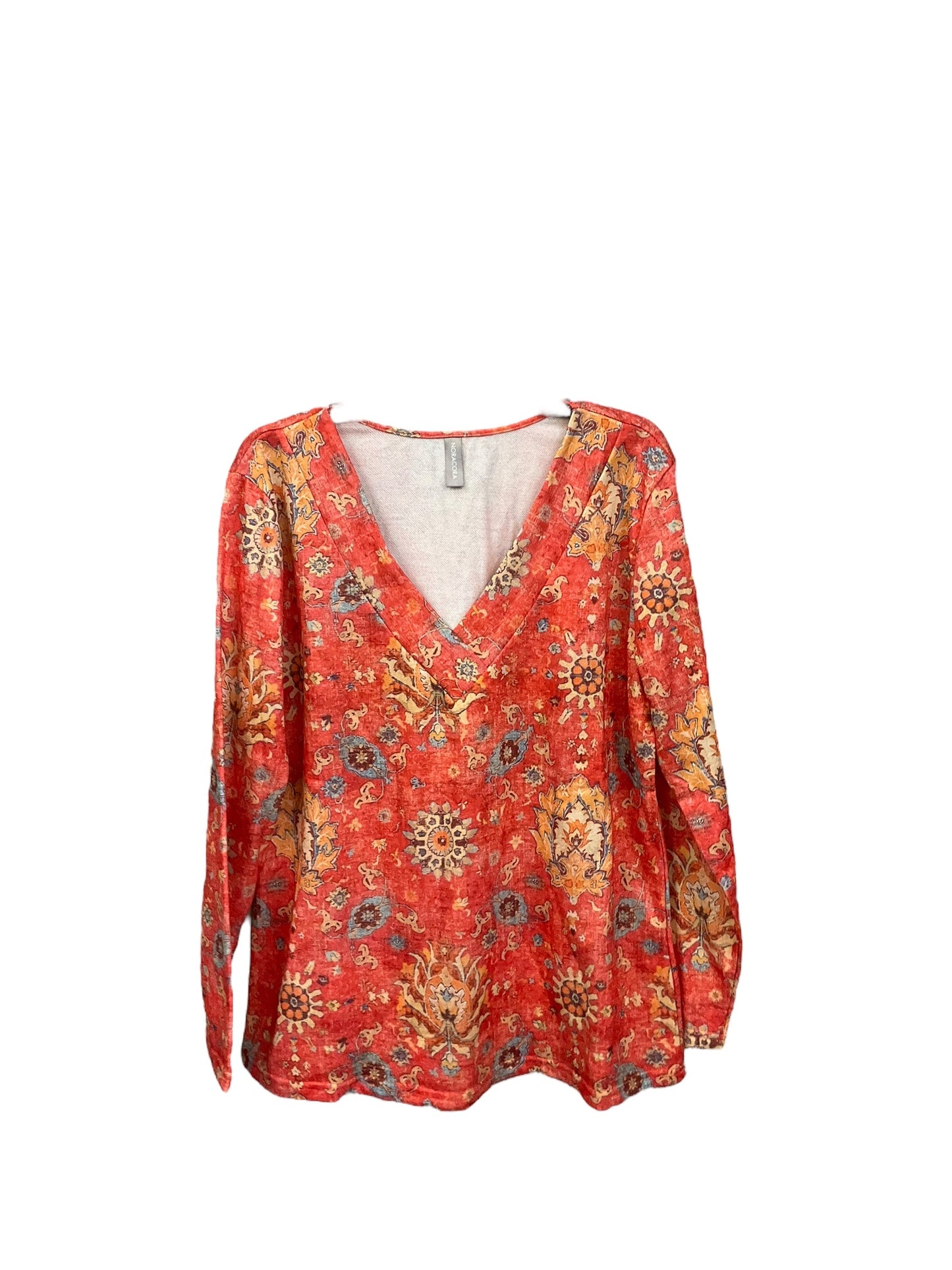 Top Long Sleeve By Clothes Mentor In Orange & Pink, Size: Xl