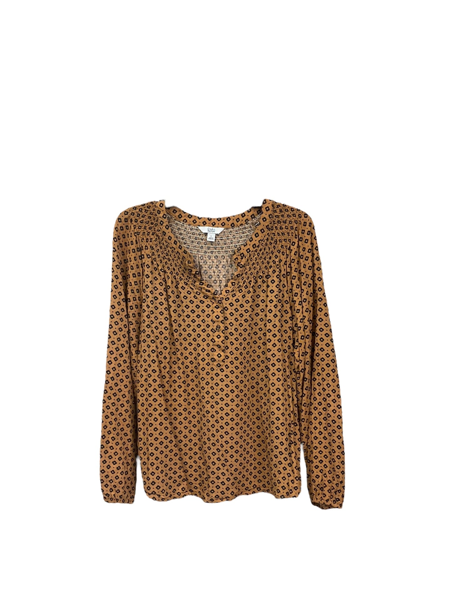 Top Long Sleeve By Croft And Barrow In Brown, Size: L