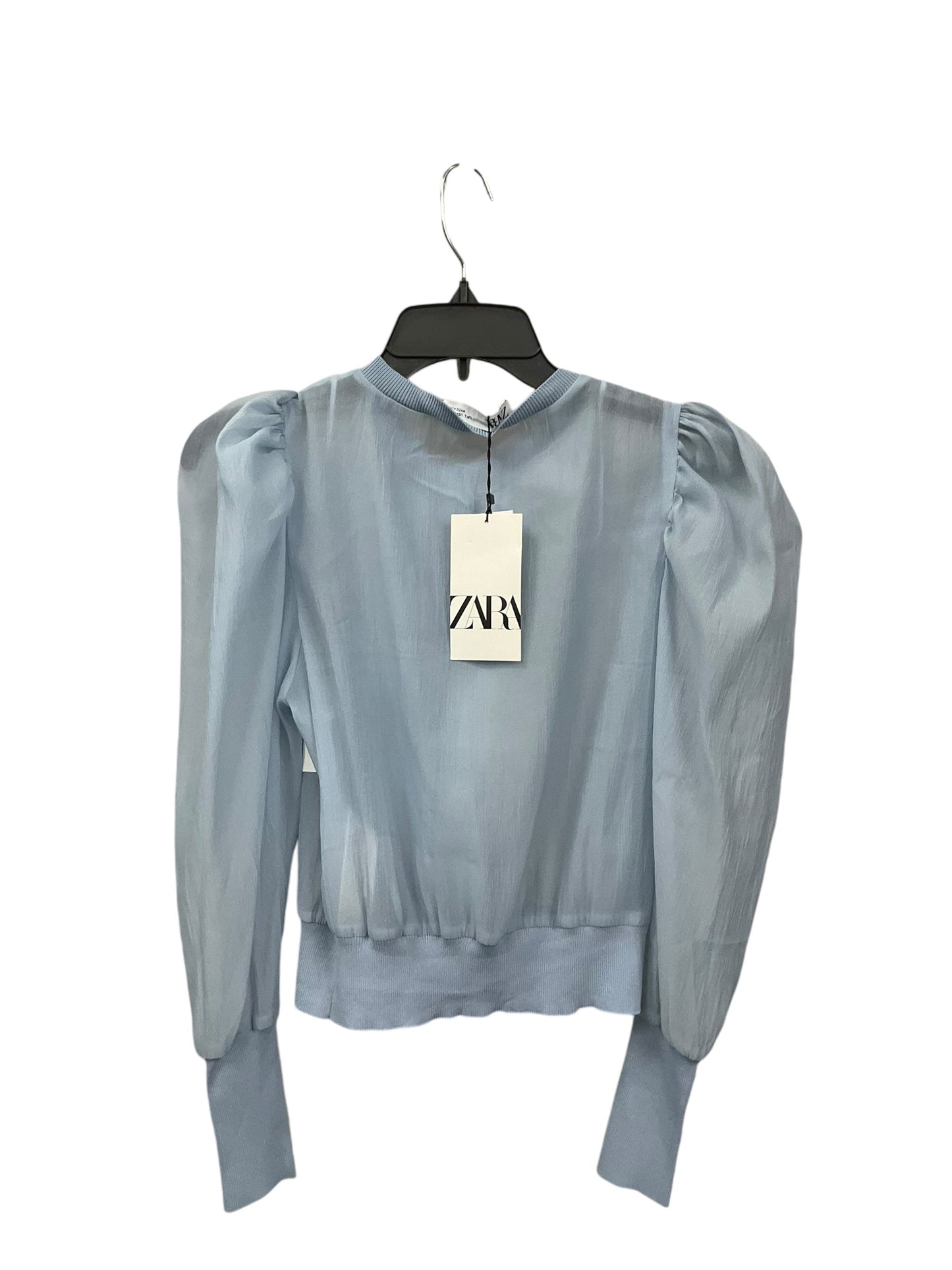 Blouse Long Sleeve By Zara In Blue, Size: L