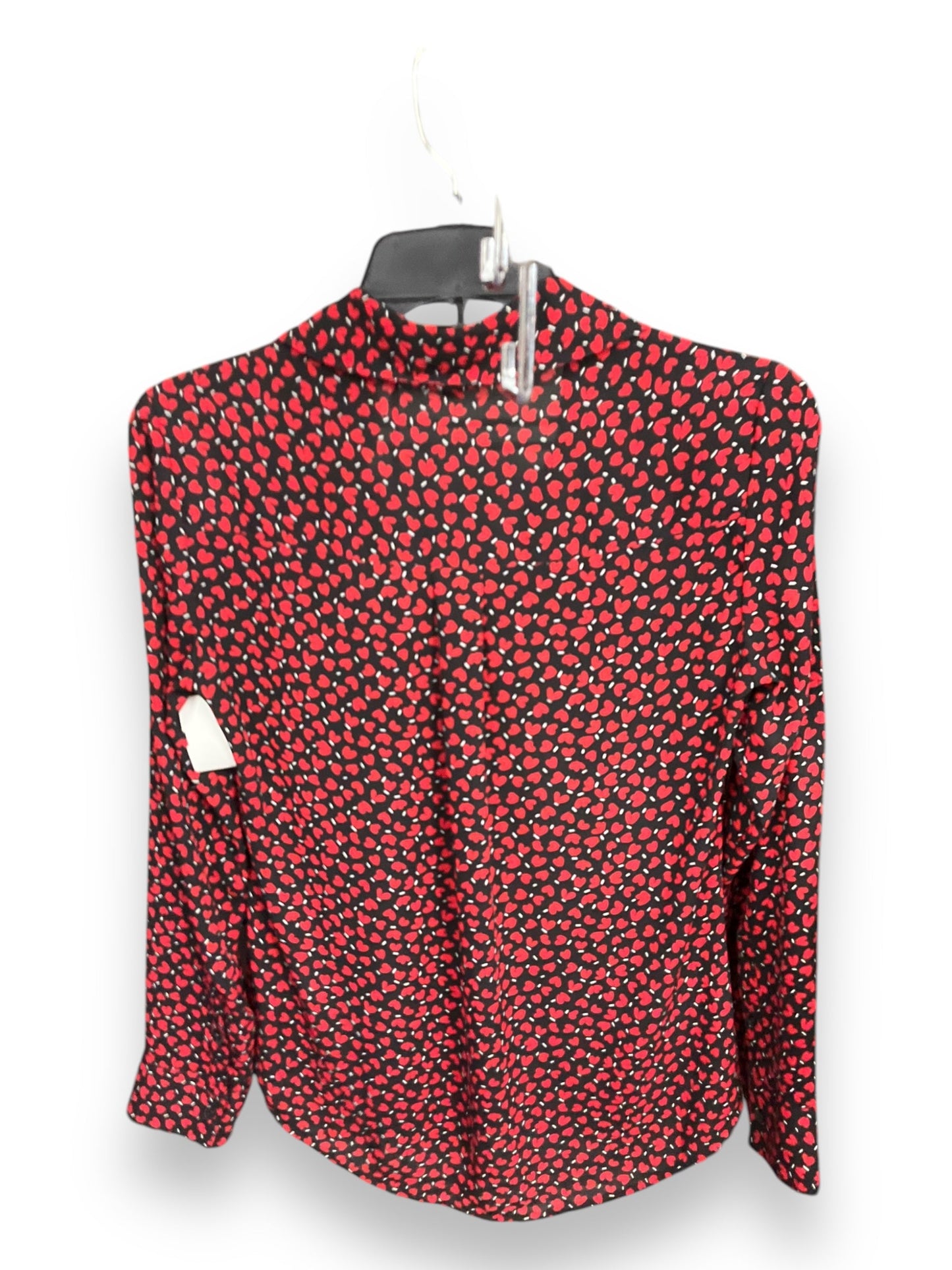 Blouse Long Sleeve By Express In Black & Red, Size: Xs