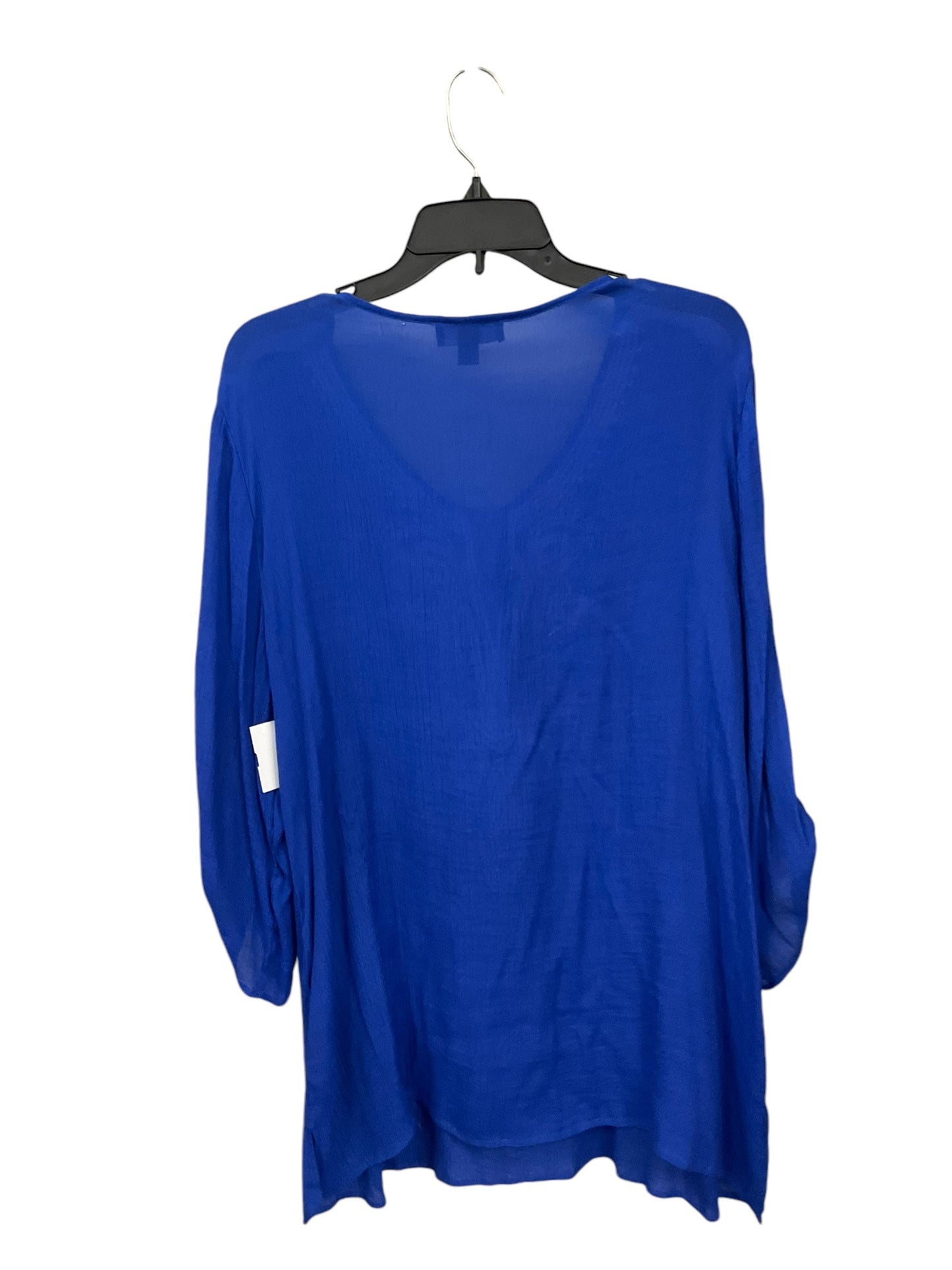 Top 3/4 Sleeve By Agb In Blue, Size: 3x